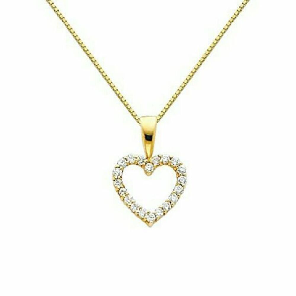 14k Solid yellow Gold 2pc Heart Necklace